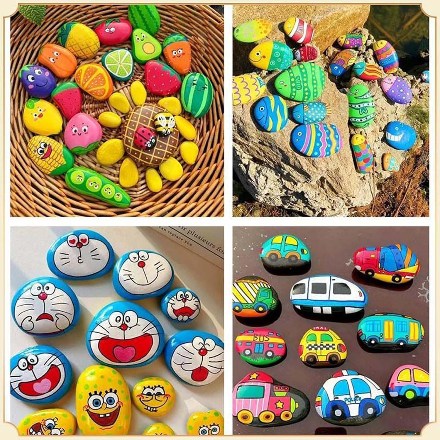 Rocas de Río para Pintar GRUKFE - Paquete de 5, 7.6-10.2 cm