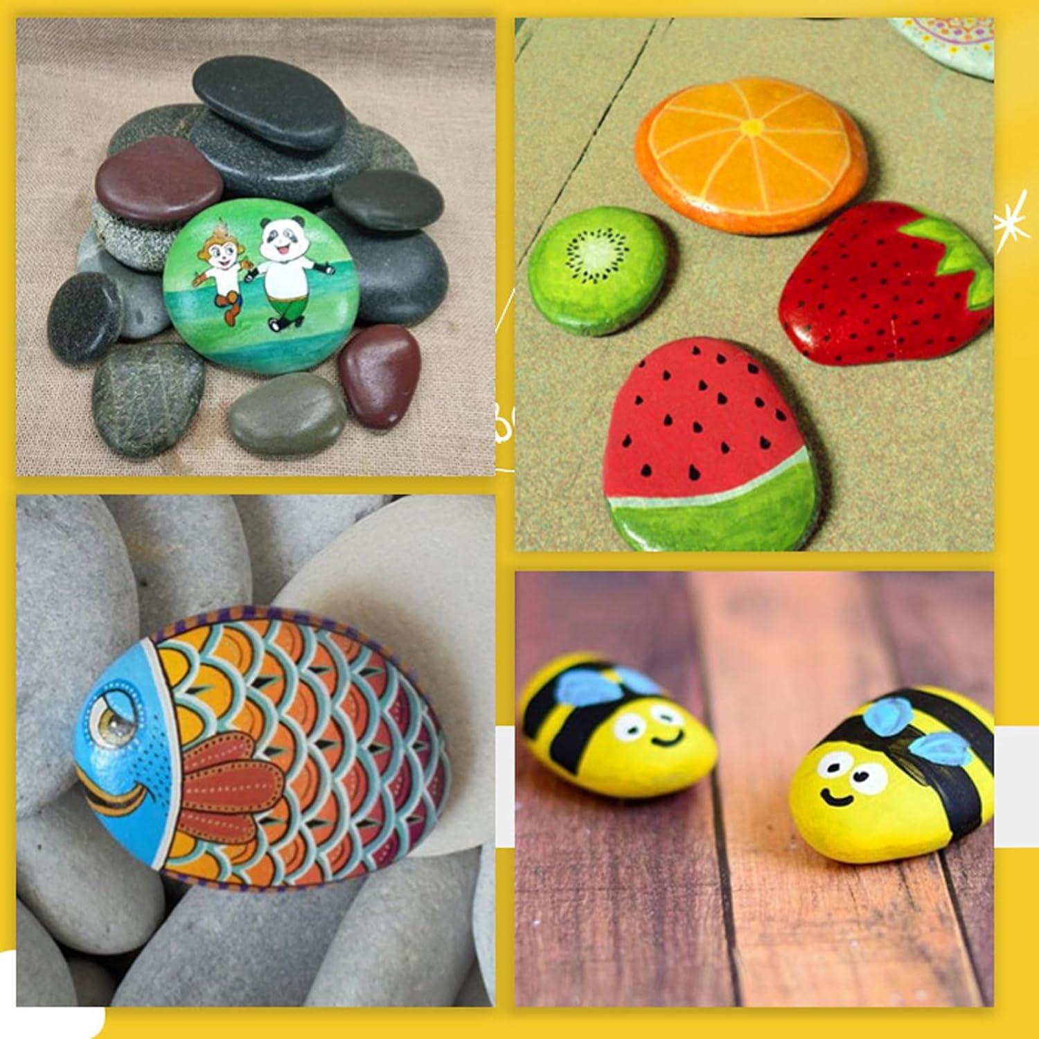 Rocas de Río para Pintar GRUKFE - Paquete de 5, 7.6-10.2 cm