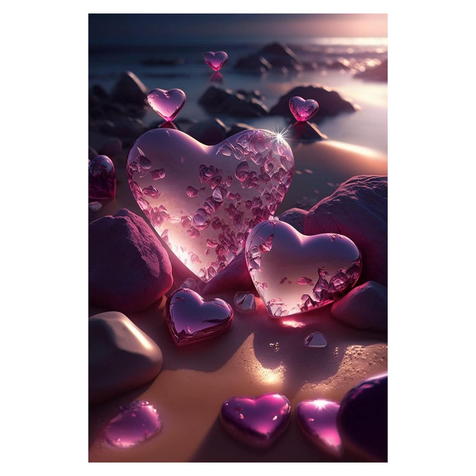 Kit de Pintura de Diamante LNZZ Corazón Rosa 30x45 cm