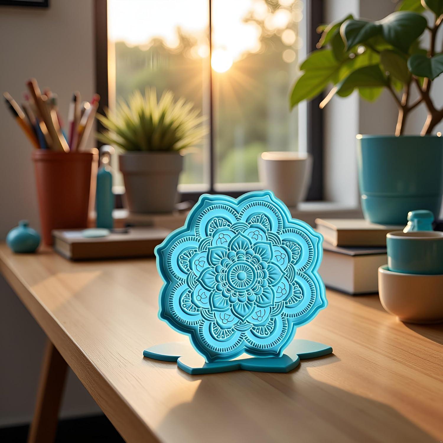 Moldes de Silicona Cauaoa para Resina Epóxica Mandala 11.94 cm