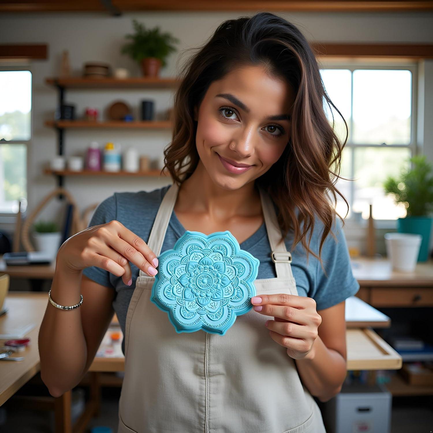 Moldes de Silicona Cauaoa para Resina Epóxica Mandala 11.94 cm