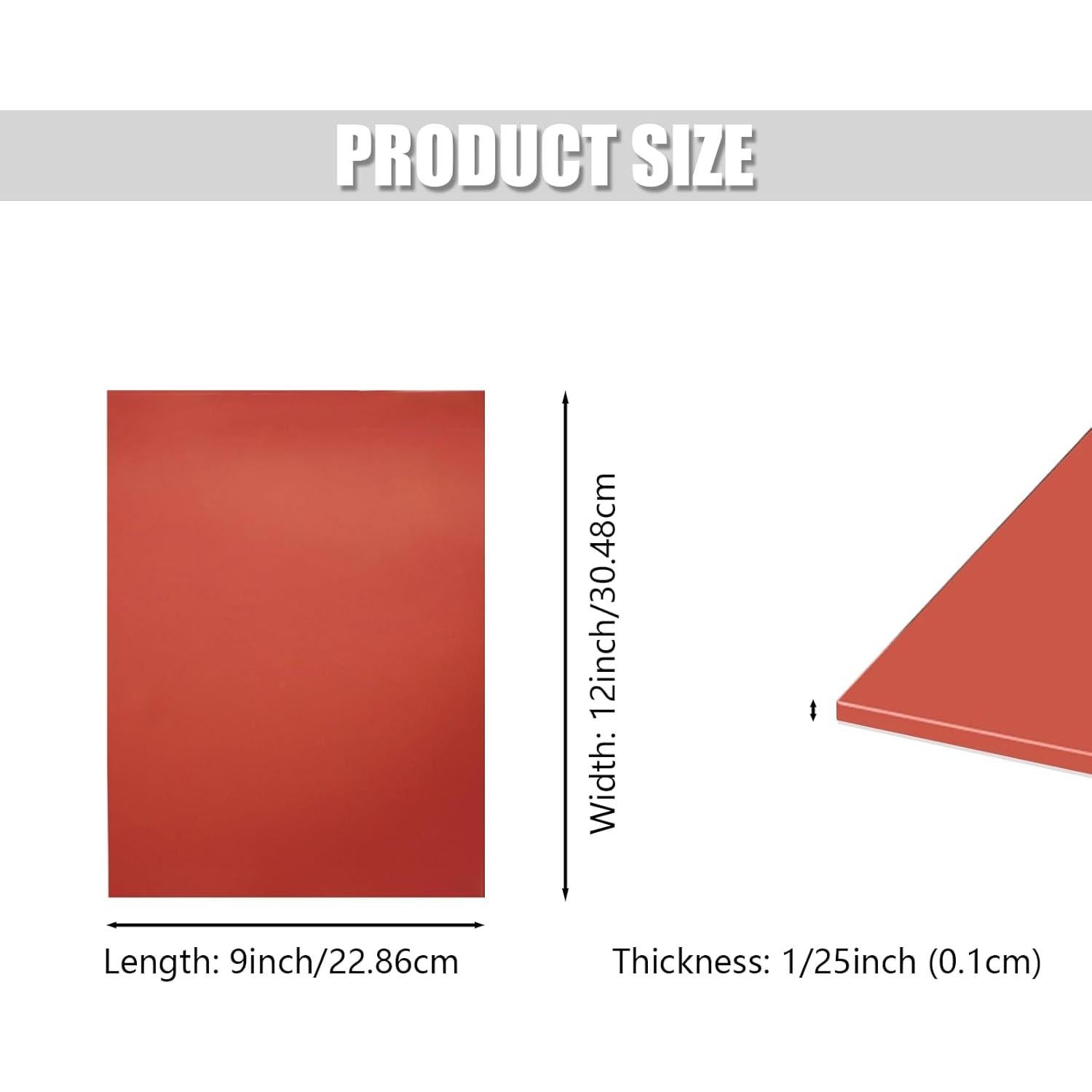Hoja de goma de silicona roja 1mm 9x12cm autoadhesiva