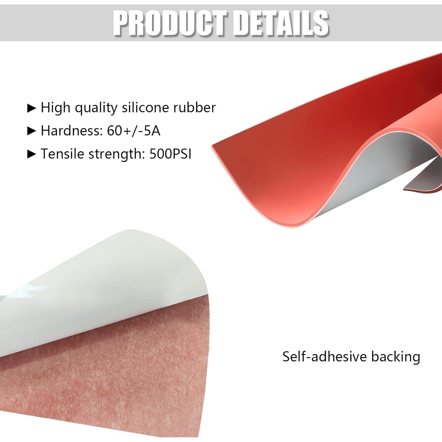 Hoja de goma de silicona roja 1mm 9x12cm autoadhesiva