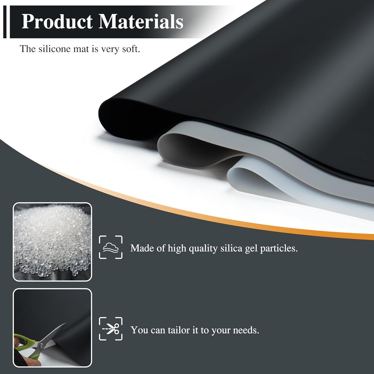 Tapetes de Silicona YACEYACE 2Pcs 61x41cm Negro Resistente al Calor