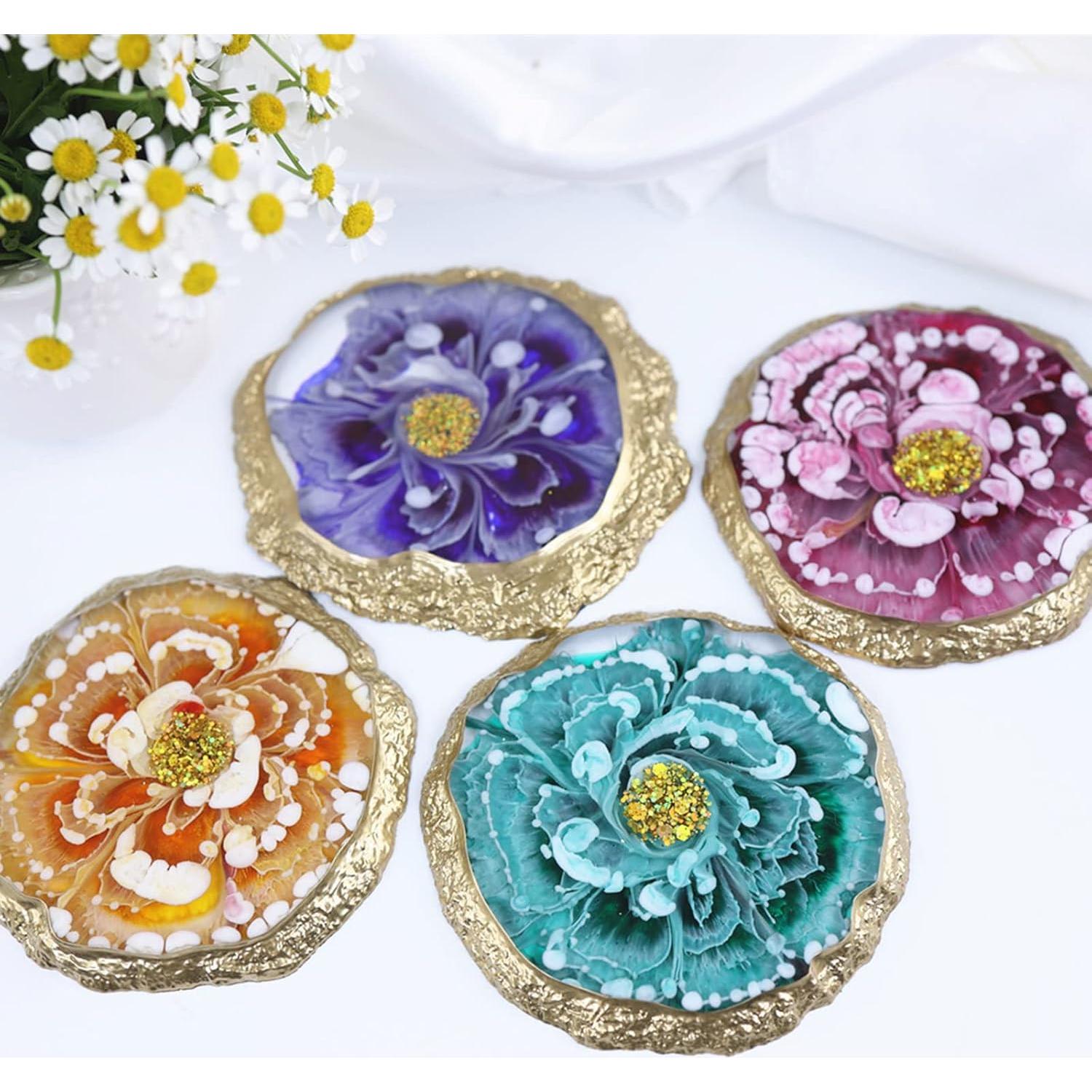 Moldes de Silicona para Posavasos Dofaxgo - 4 Piezas Geoda