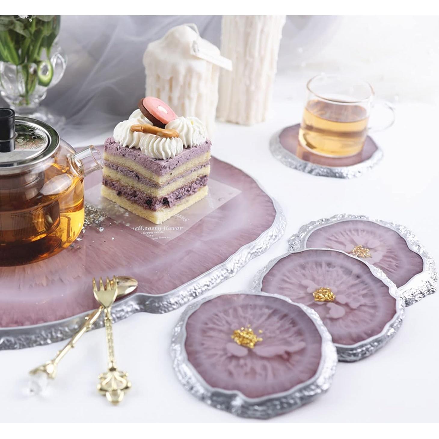 Moldes de Silicona para Posavasos Dofaxgo - 4 Piezas Geoda