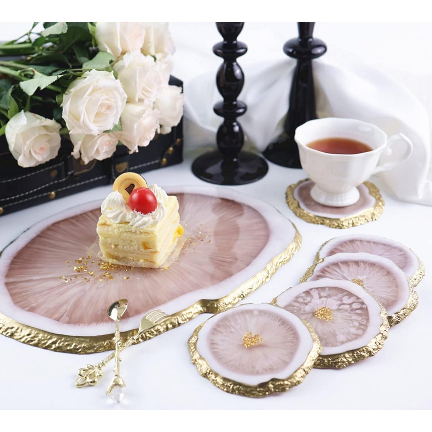 Moldes de Silicona para Posavasos Dofaxgo - 4 Piezas Geoda