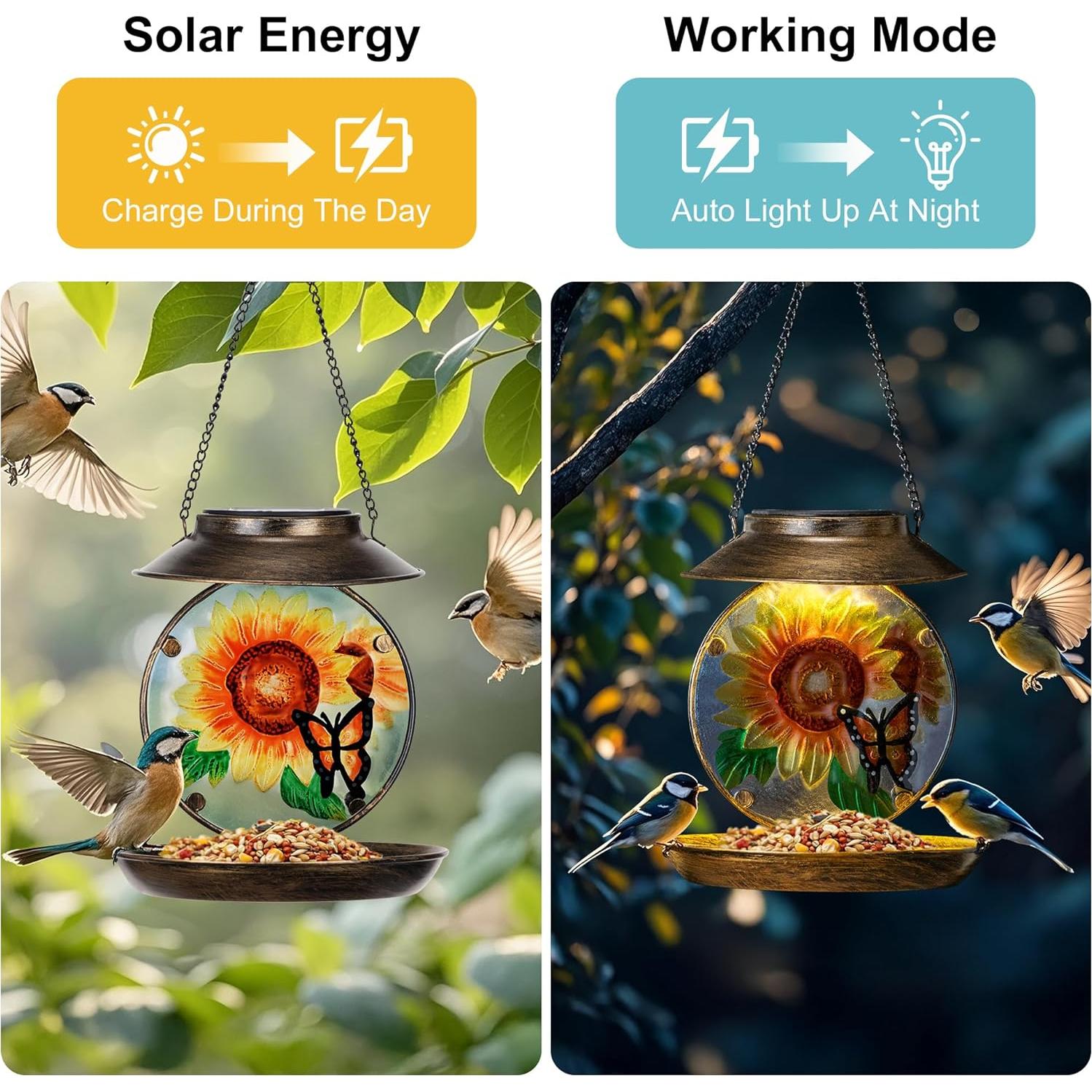 Comedero de Aves Solar VESTCDF Girasoles y Mariposas 0.64 kg