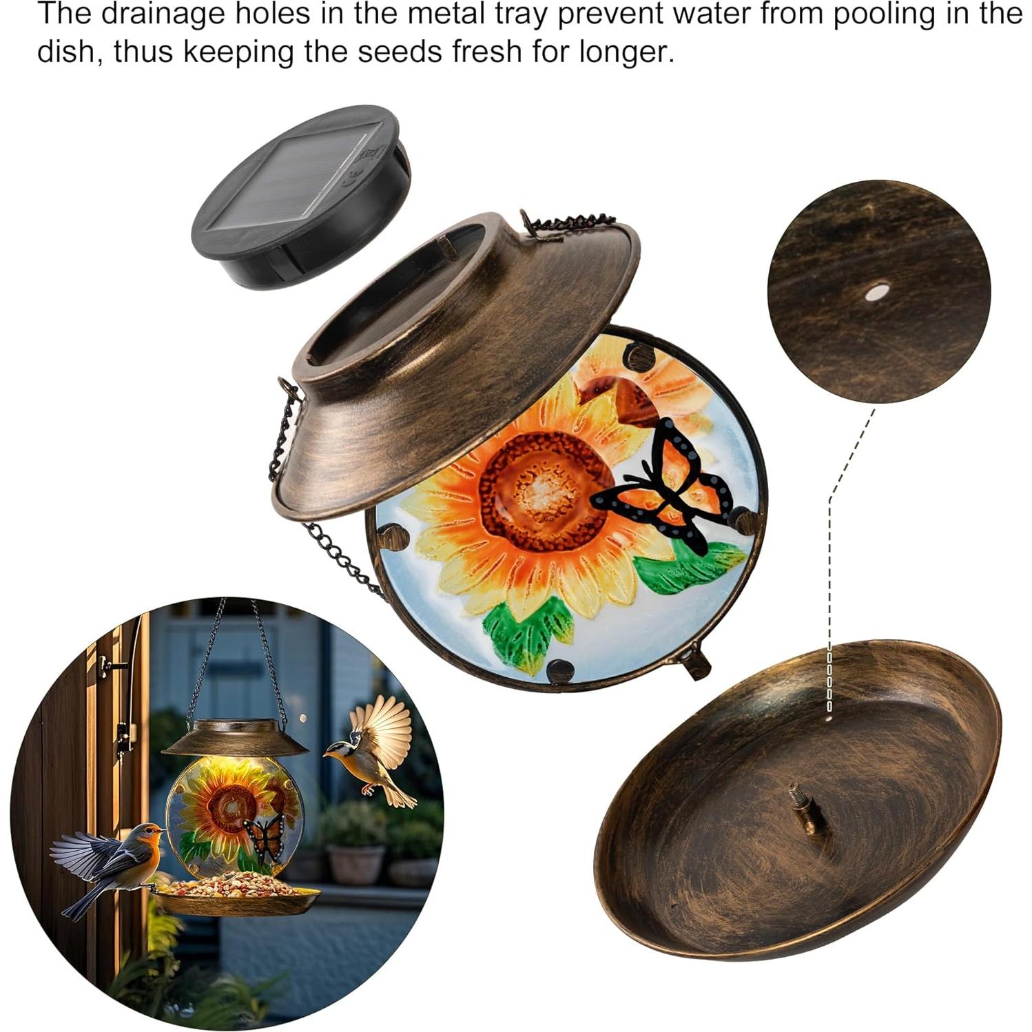 Comedero de Aves Solar VESTCDF Girasoles y Mariposas 0.64 kg