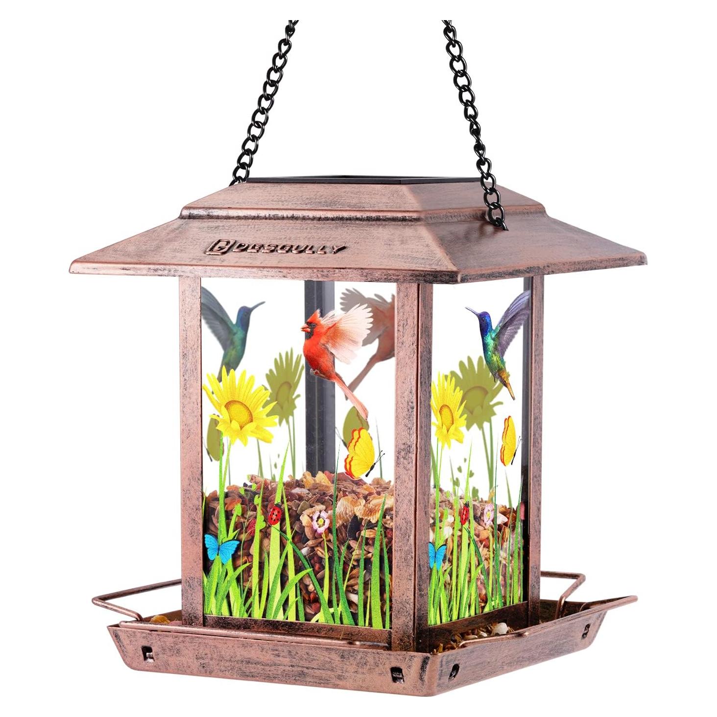 Comedero de Aves Solar DesGully 1.13 kg Metal Cobre Vintage