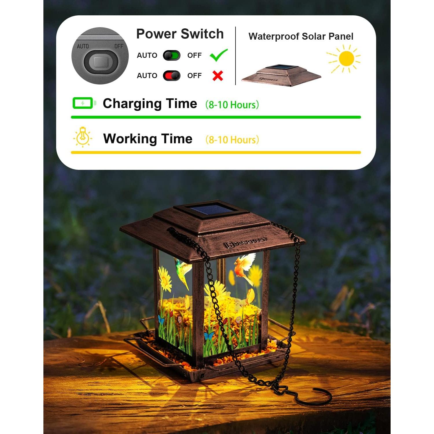 Comedero de Aves Solar DesGully 1.13 kg Metal Cobre Vintage