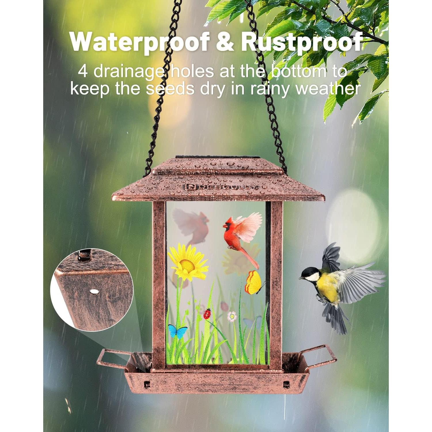 Comedero de Aves Solar DesGully 1.13 kg Metal Cobre Vintage