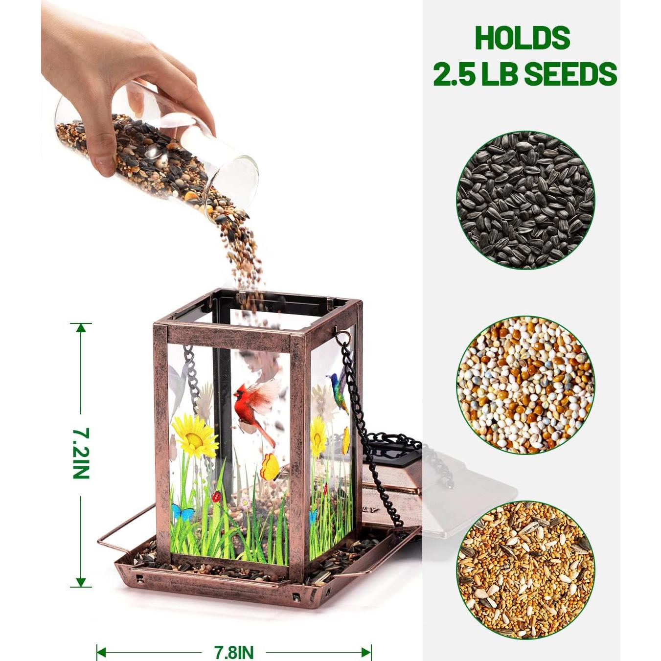 Comedero de Aves Solar DesGully 1.13 kg Metal Cobre Vintage