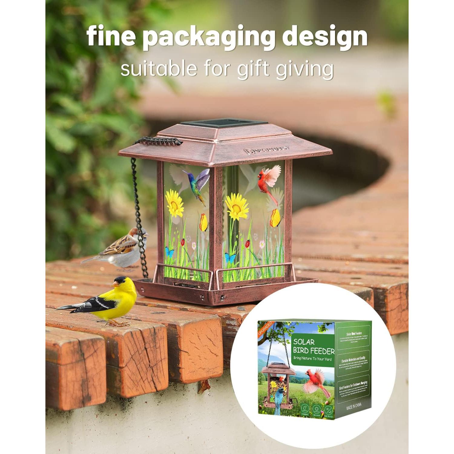 Comedero de Aves Solar DesGully 1.13 kg Metal Cobre Vintage