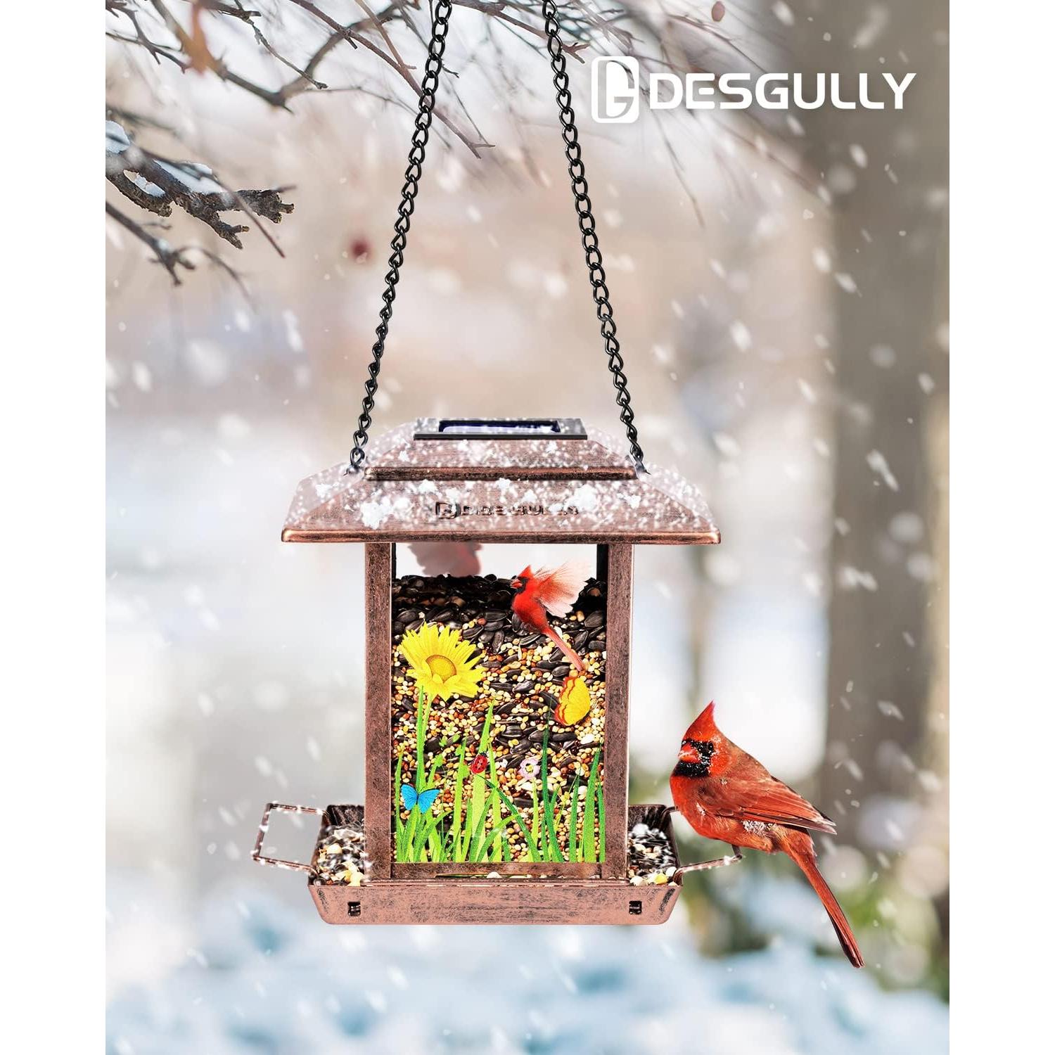 Comedero de Aves Solar DesGully 1.13 kg Metal Cobre Vintage