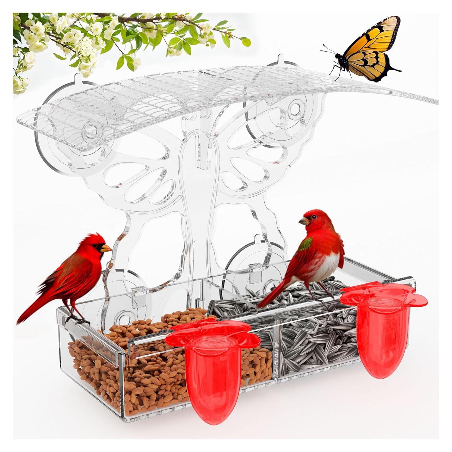 Comedero para Aves de Ventana THYWLZZ Mariposa Transparente