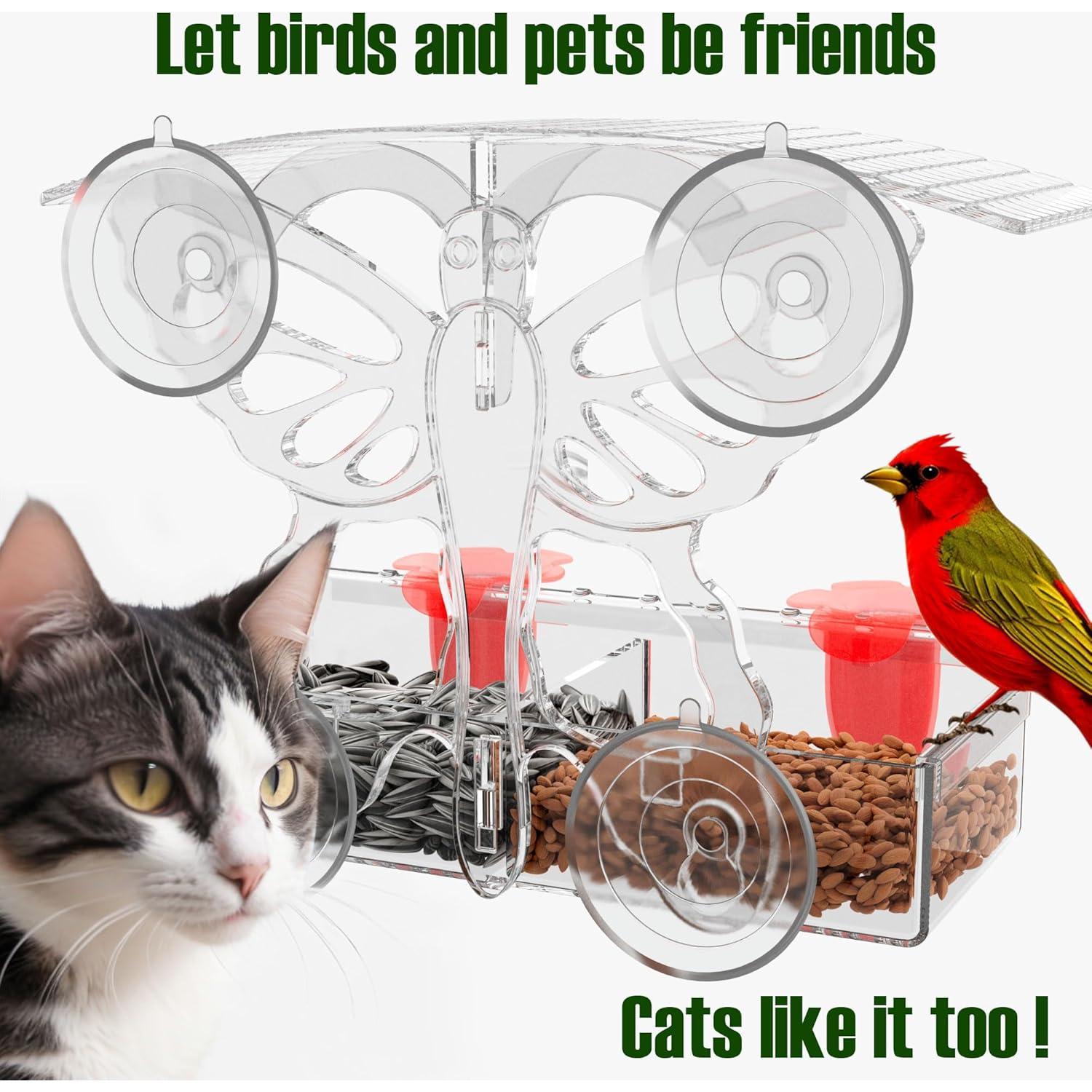 Comedero para Aves de Ventana THYWLZZ Mariposa Transparente