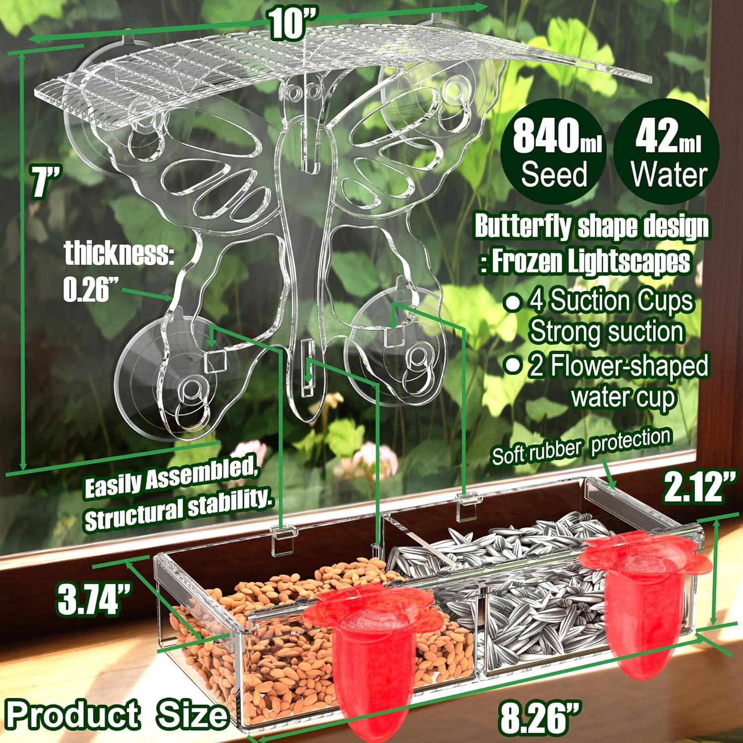 Comedero para Aves de Ventana THYWLZZ Mariposa Transparente