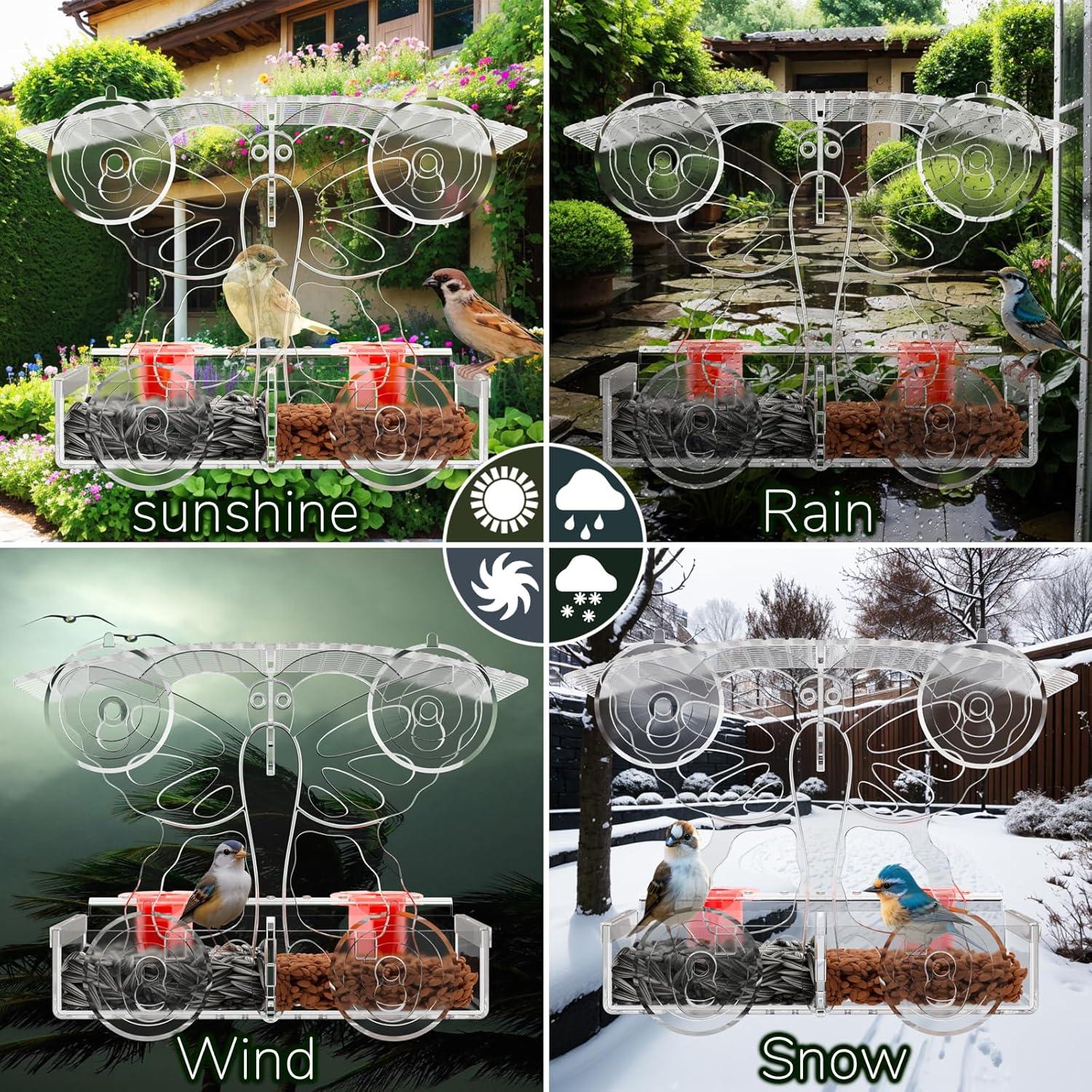 Comedero para Aves de Ventana THYWLZZ Mariposa Transparente