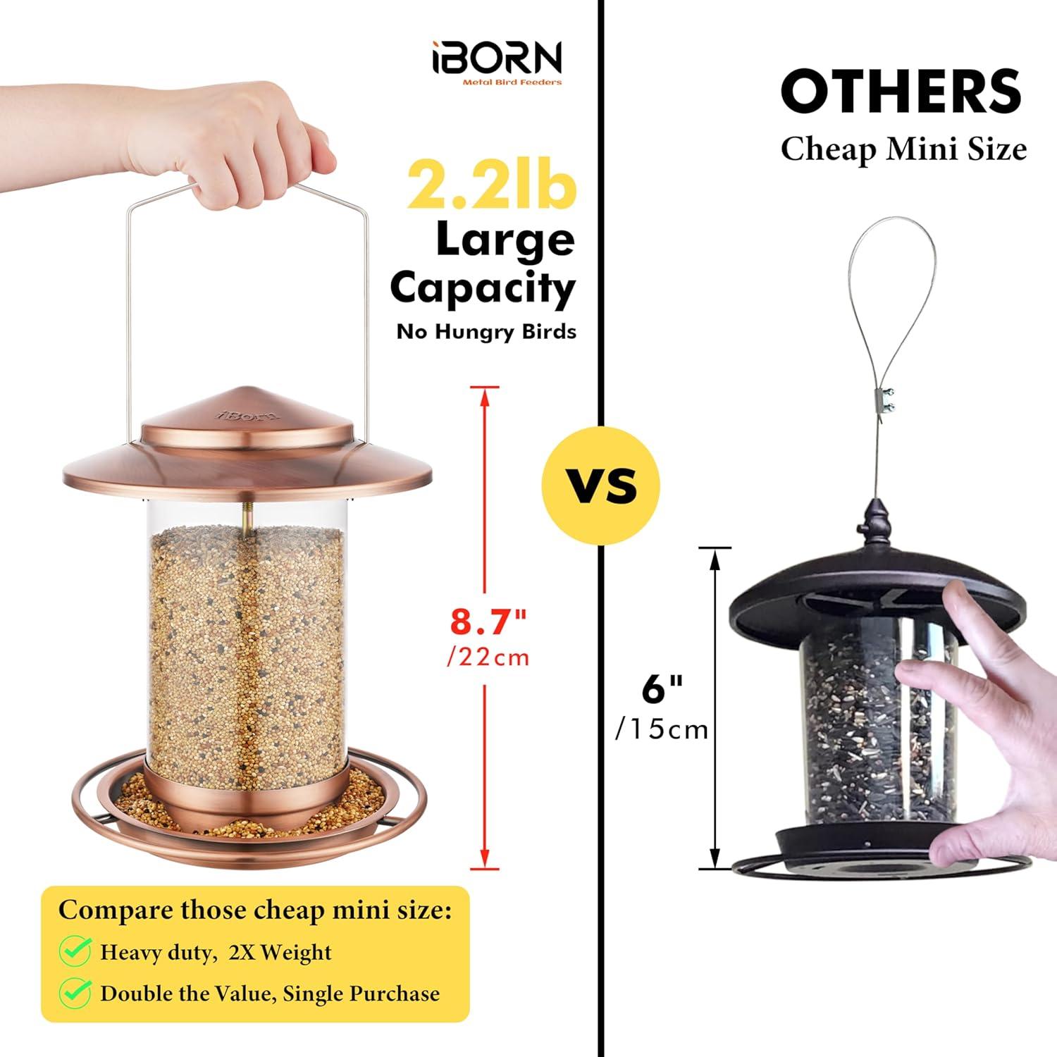 Comedero para Aves iBorn Colgante 1.04kg Cobre Cepillado 6 Puertos