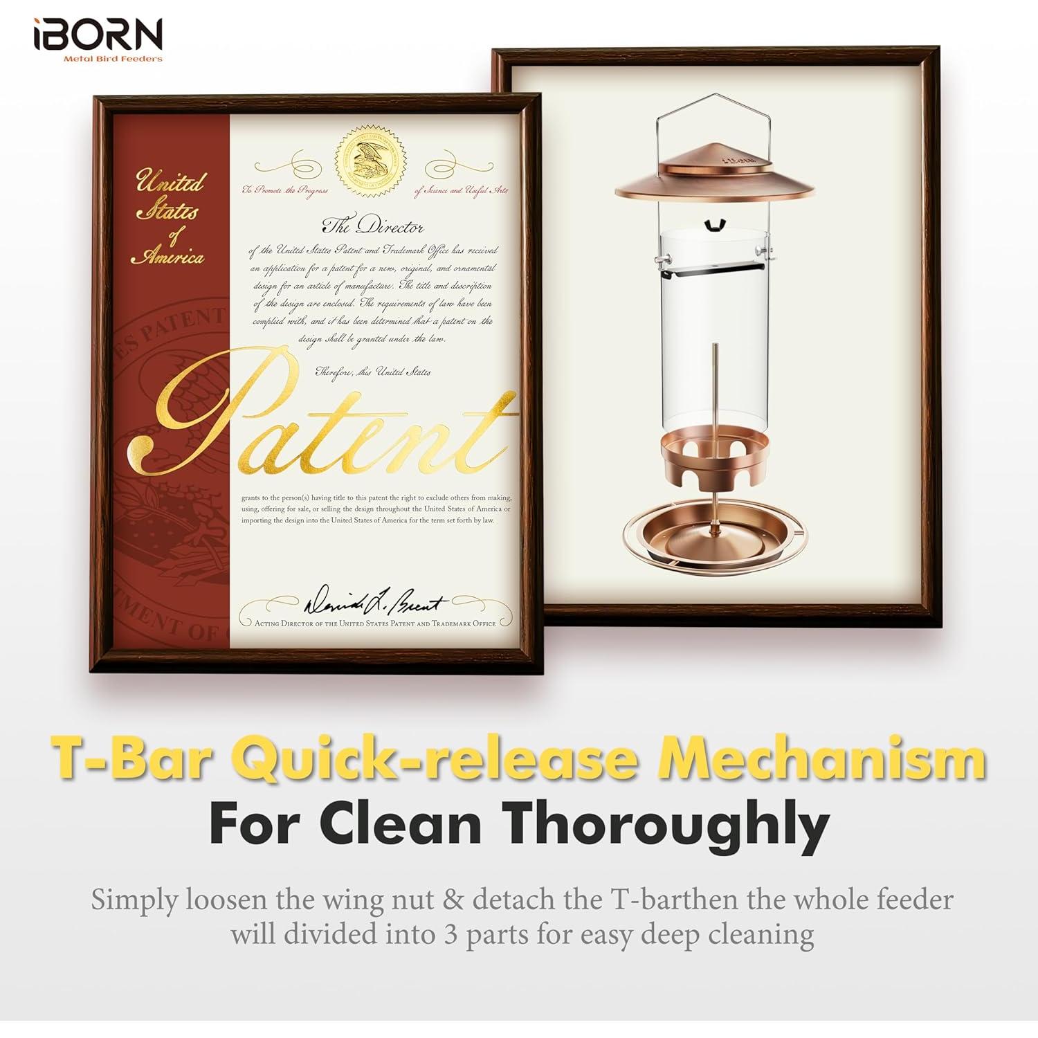 Comedero para Aves iBorn Colgante 1.04kg Cobre Cepillado 6 Puertos