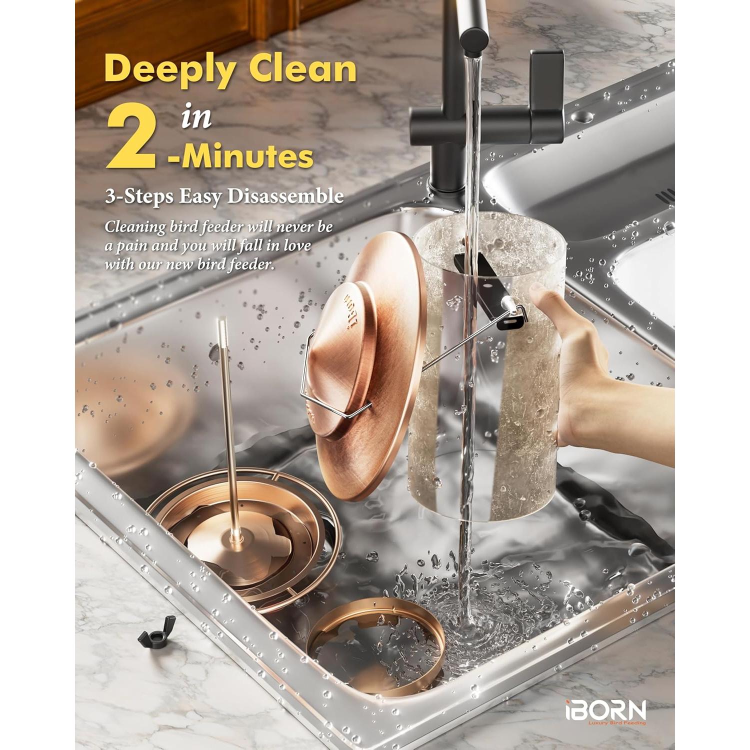 Comedero para Aves iBorn Colgante 1.04kg Cobre Cepillado 6 Puertos