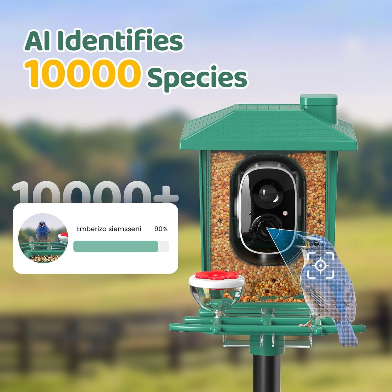 Comedero Inteligente para Aves VIMKIM con Cámara Solar 2K HD