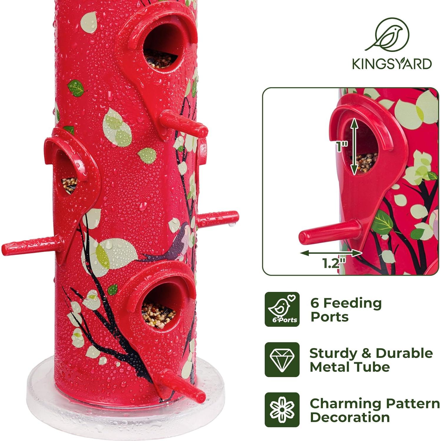 Comedero de Aves Colgante Kingsyard de Metal 35.56 cm Rojo