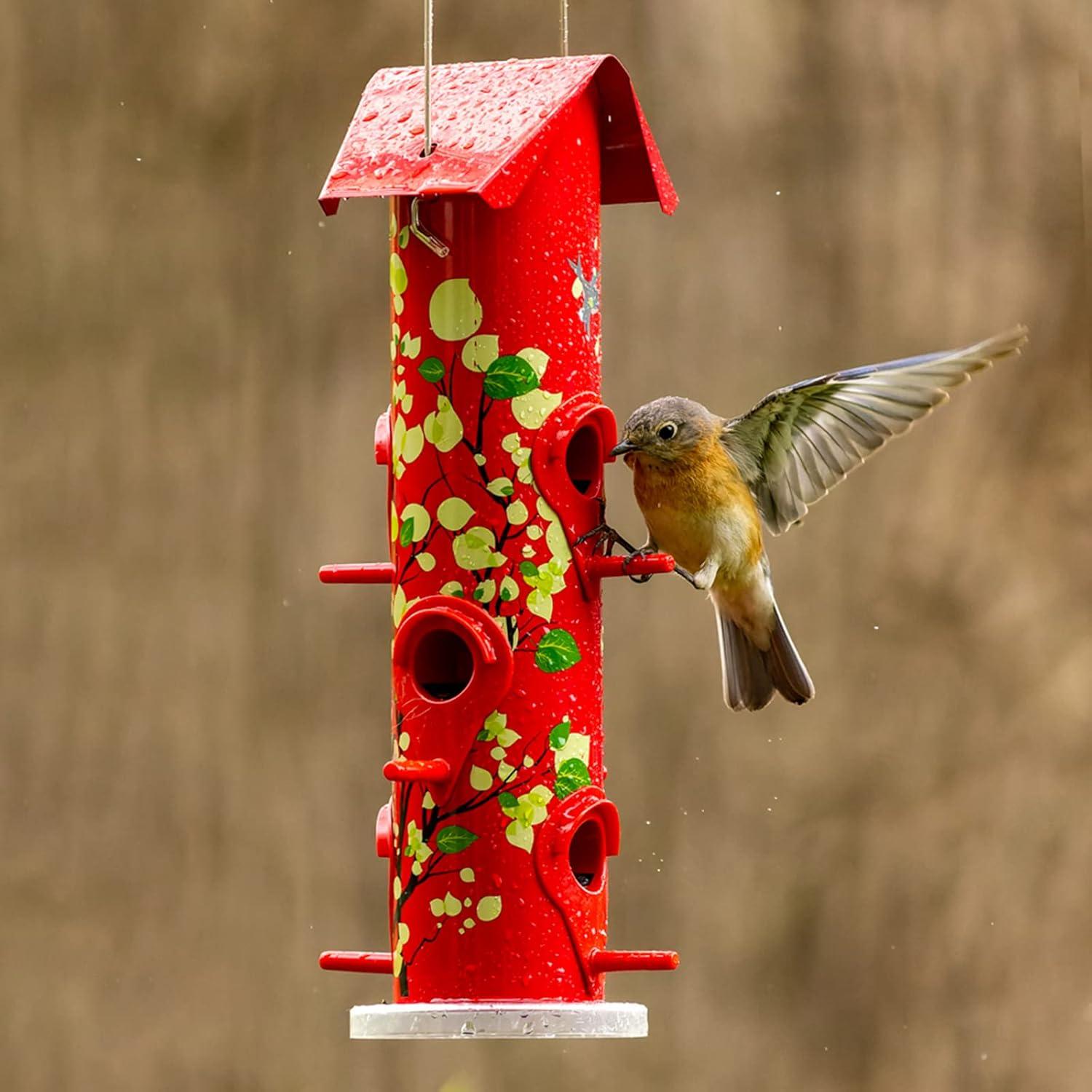 Comedero de Aves Colgante Kingsyard de Metal 35.56 cm Rojo