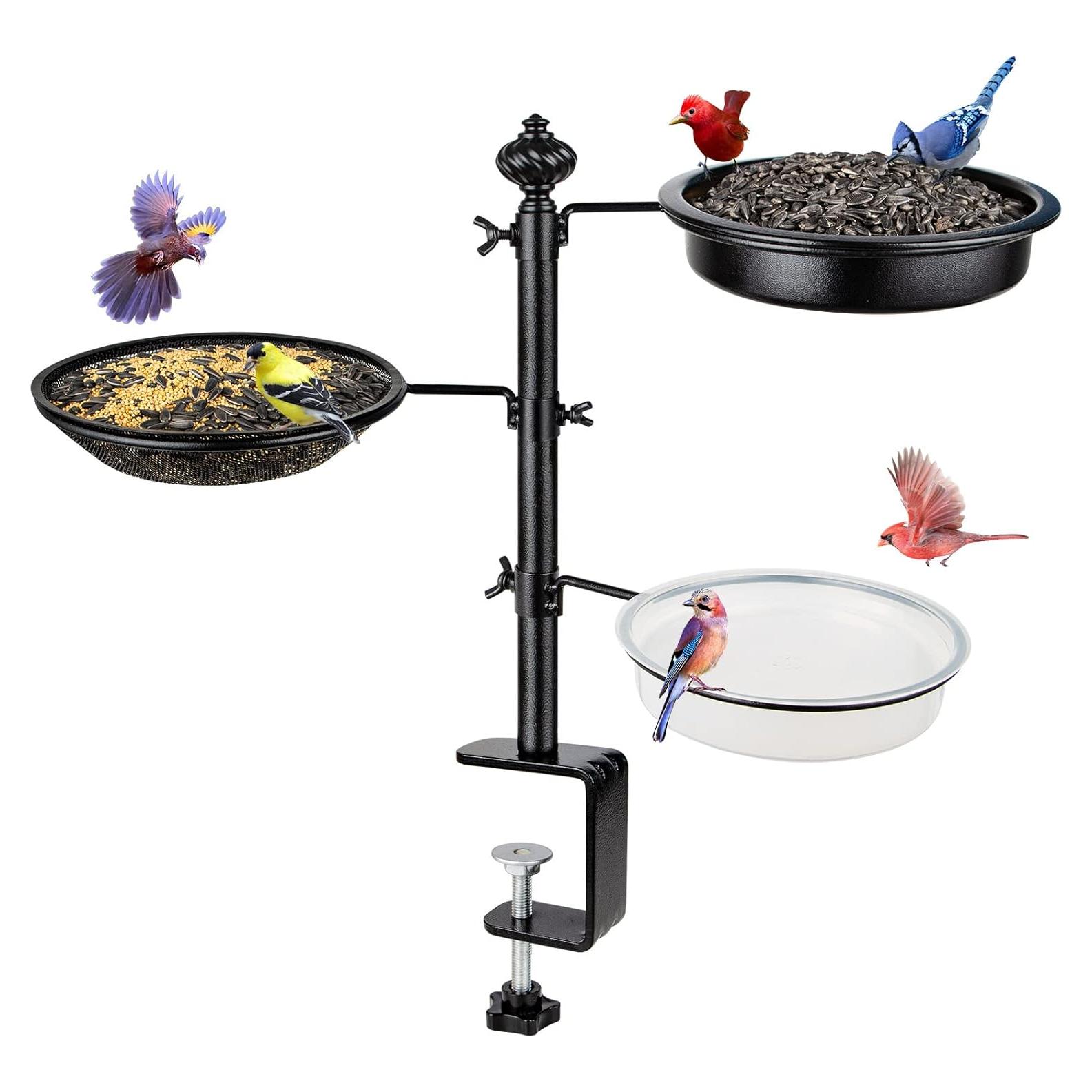 Comedero para Aves BOLITE de Barandilla con 3 Bandejas