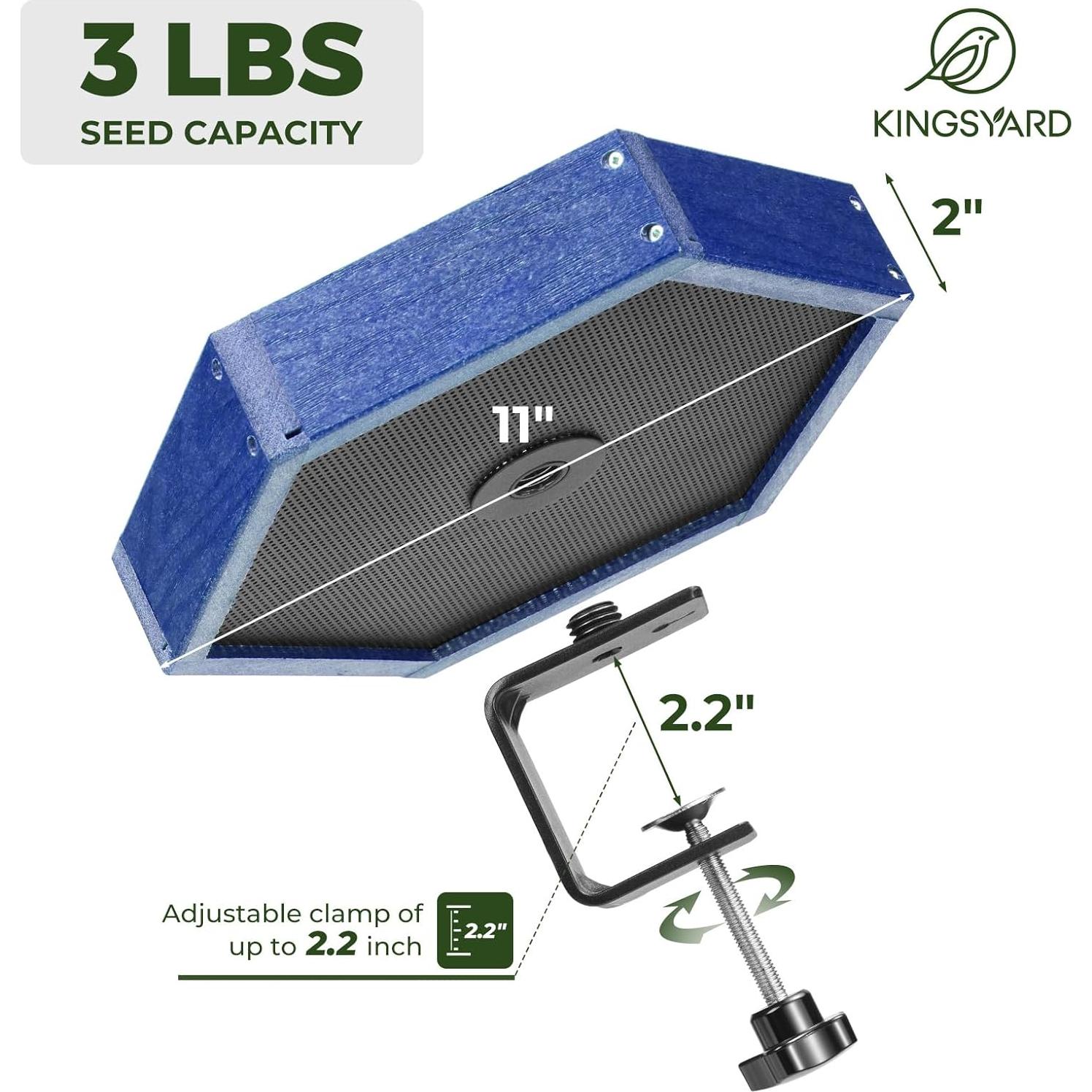 Comedero para Aves Kingsyard 1.36 kg Azul Hexagonal 27.94x24.38 cm