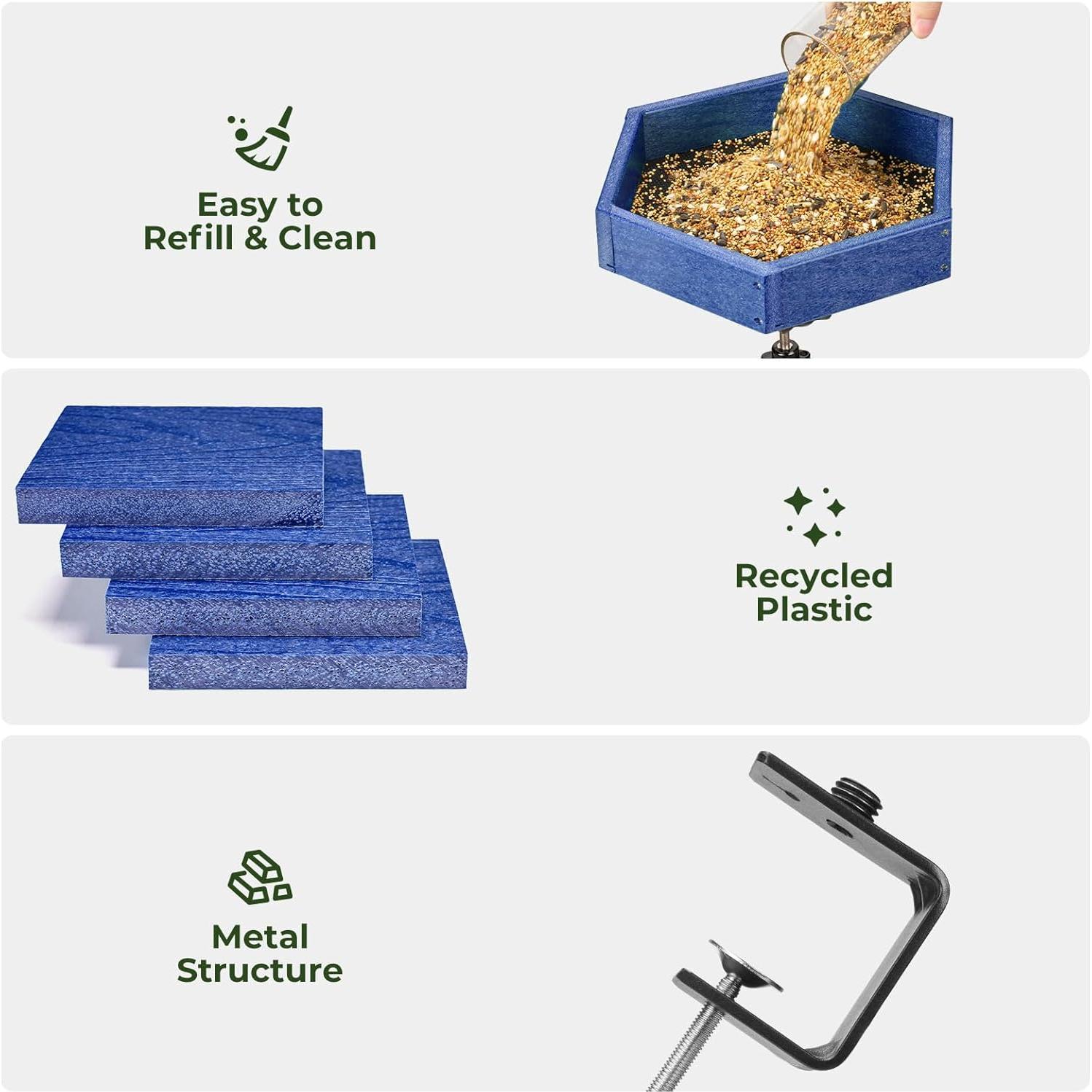 Comedero para Aves Kingsyard 1.36 kg Azul Hexagonal 27.94x24.38 cm