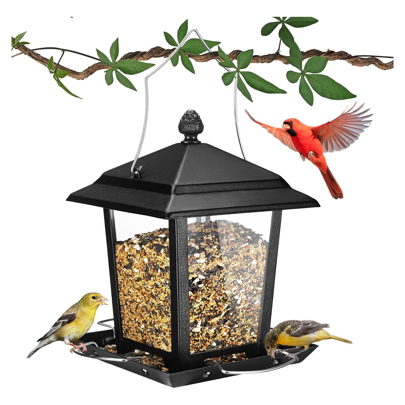 Comedero de Aves Veehoo de Metal para Colgar - 4 Puertos