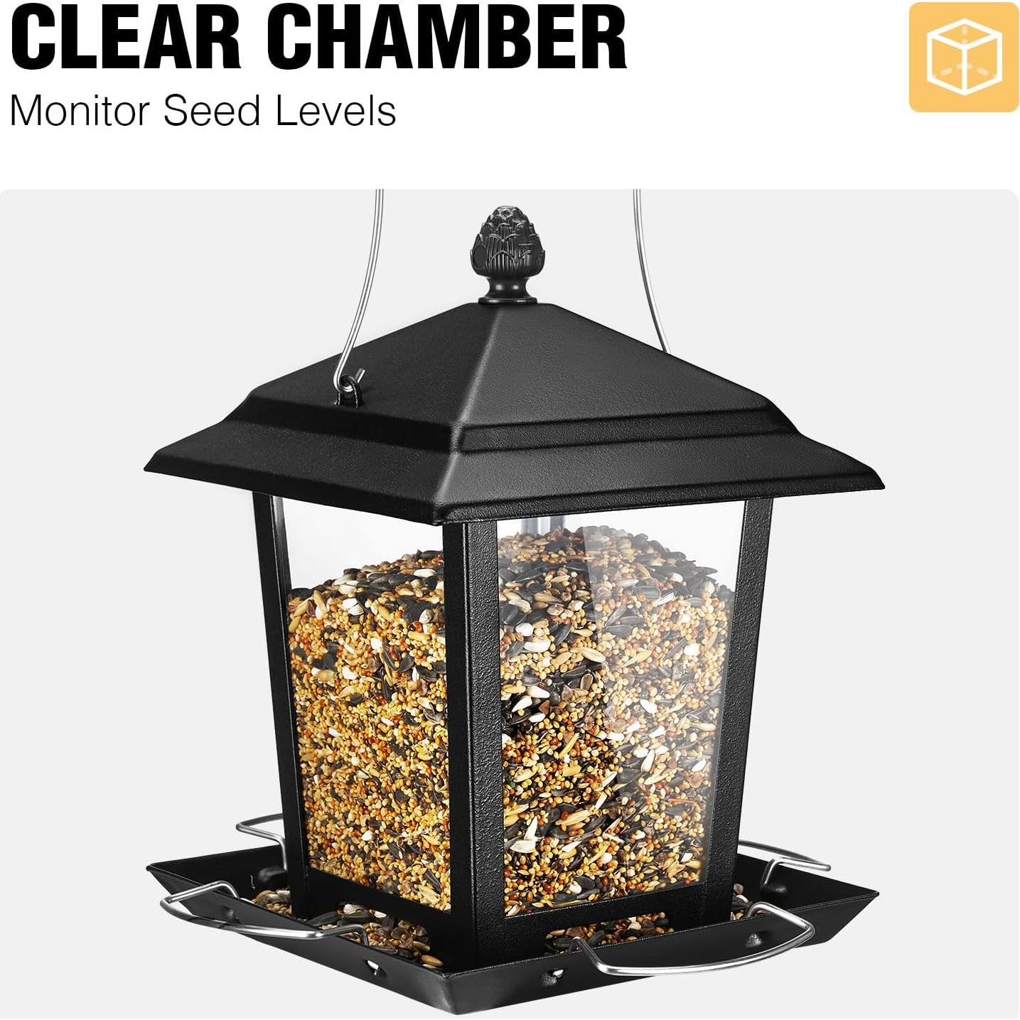 Comedero de Aves Veehoo de Metal para Colgar - 4 Puertos