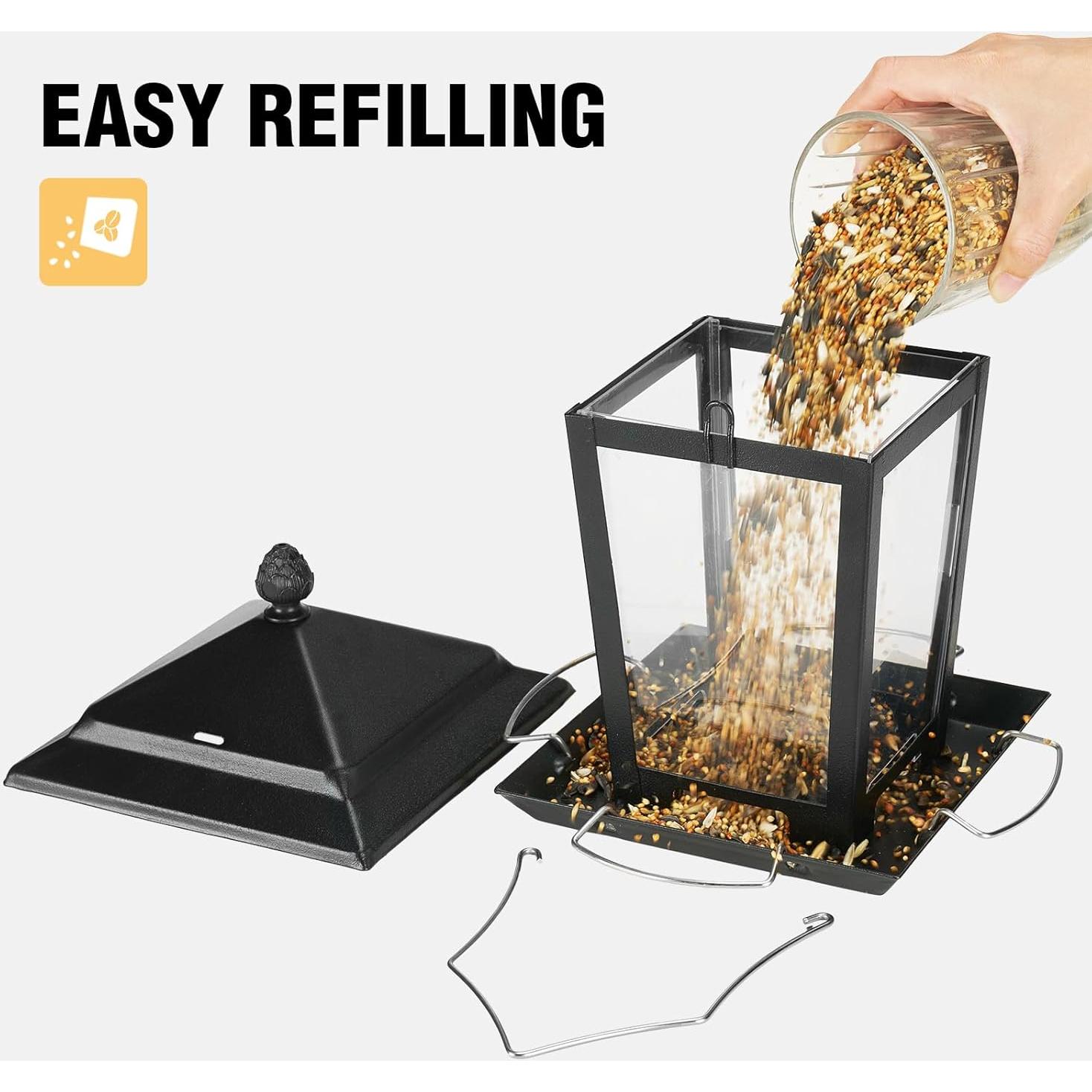 Comedero de Aves Veehoo de Metal para Colgar - 4 Puertos