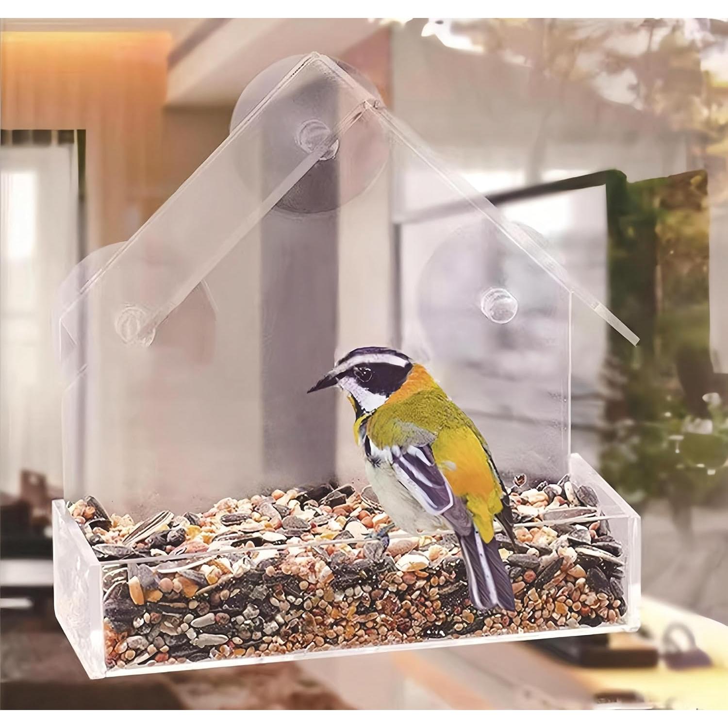2 Comederos para Aves de Ventana Magnoloran Acrílico 15x15cm