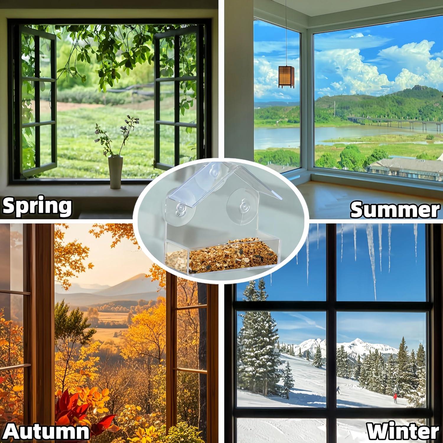 2 Comederos para Aves de Ventana Magnoloran Acrílico 15x15cm