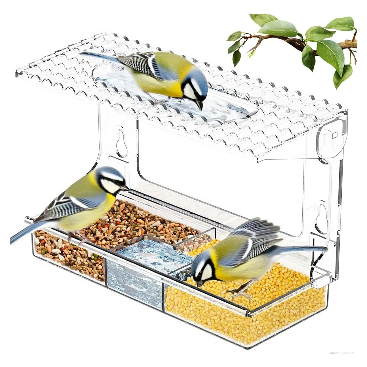 Comedero para Aves Pansente Desmontable con Ventosas 28.4x9.9cm