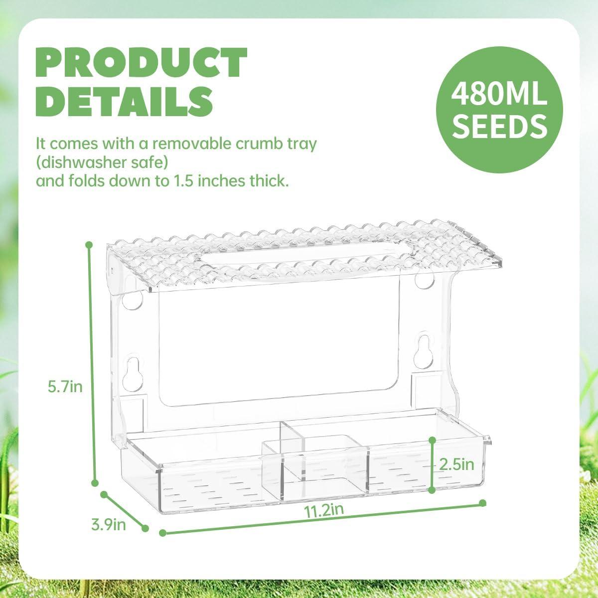 Comedero para Aves Pansente Desmontable con Ventosas 28.4x9.9cm
