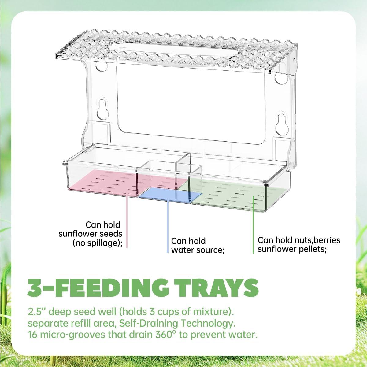 Comedero para Aves Pansente Desmontable con Ventosas 28.4x9.9cm