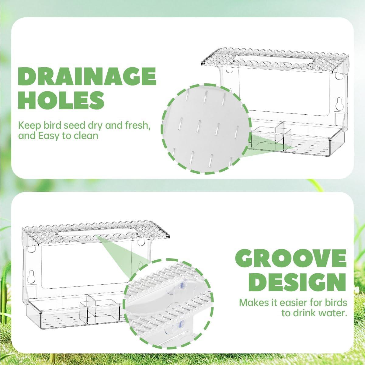 Comedero para Aves Pansente Desmontable con Ventosas 28.4x9.9cm