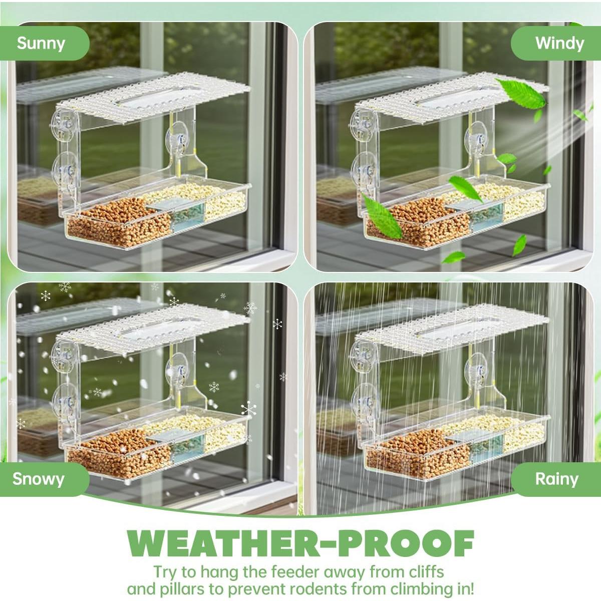 Comedero para Aves Pansente Desmontable con Ventosas 28.4x9.9cm