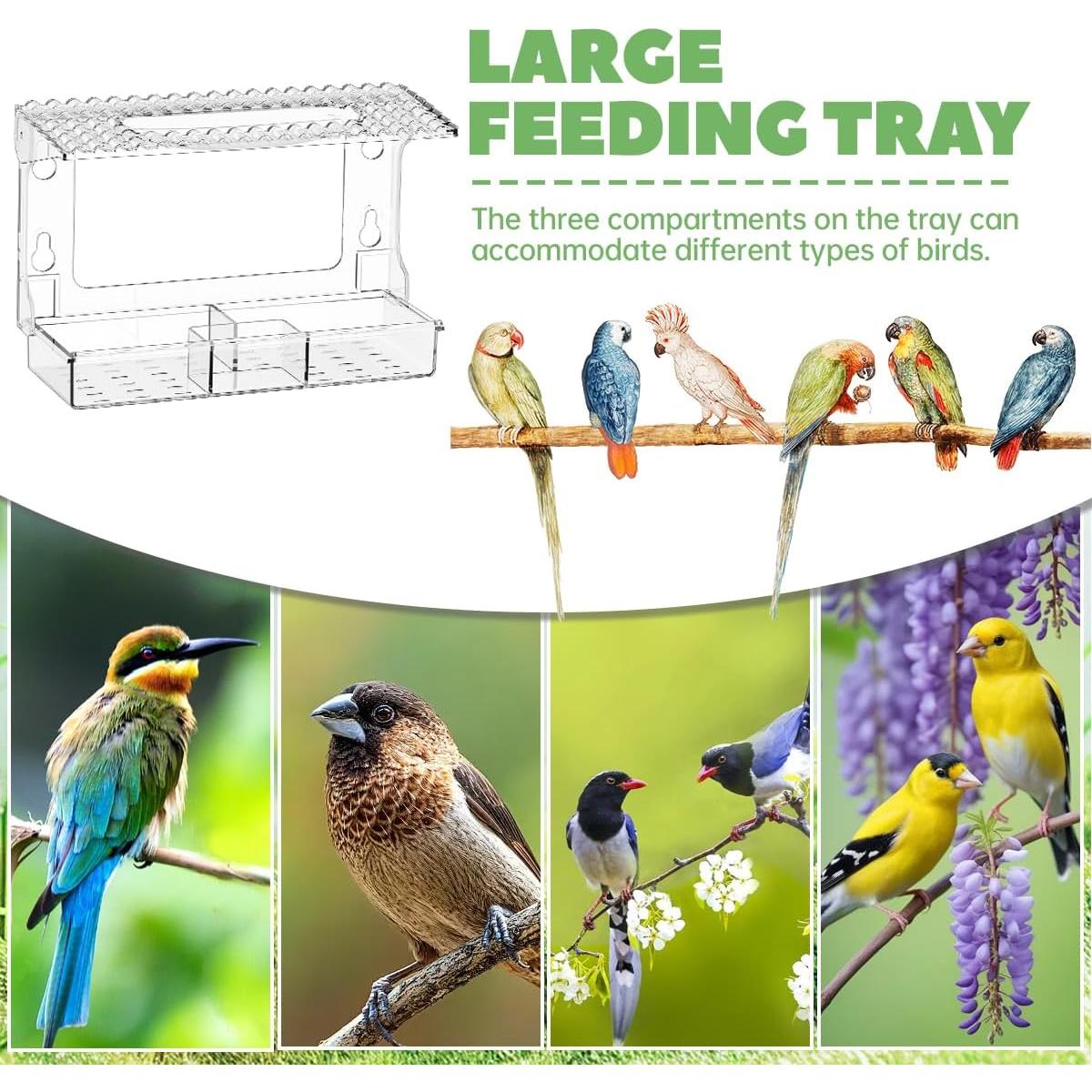 Comedero para Aves Pansente Desmontable con Ventosas 28.4x9.9cm