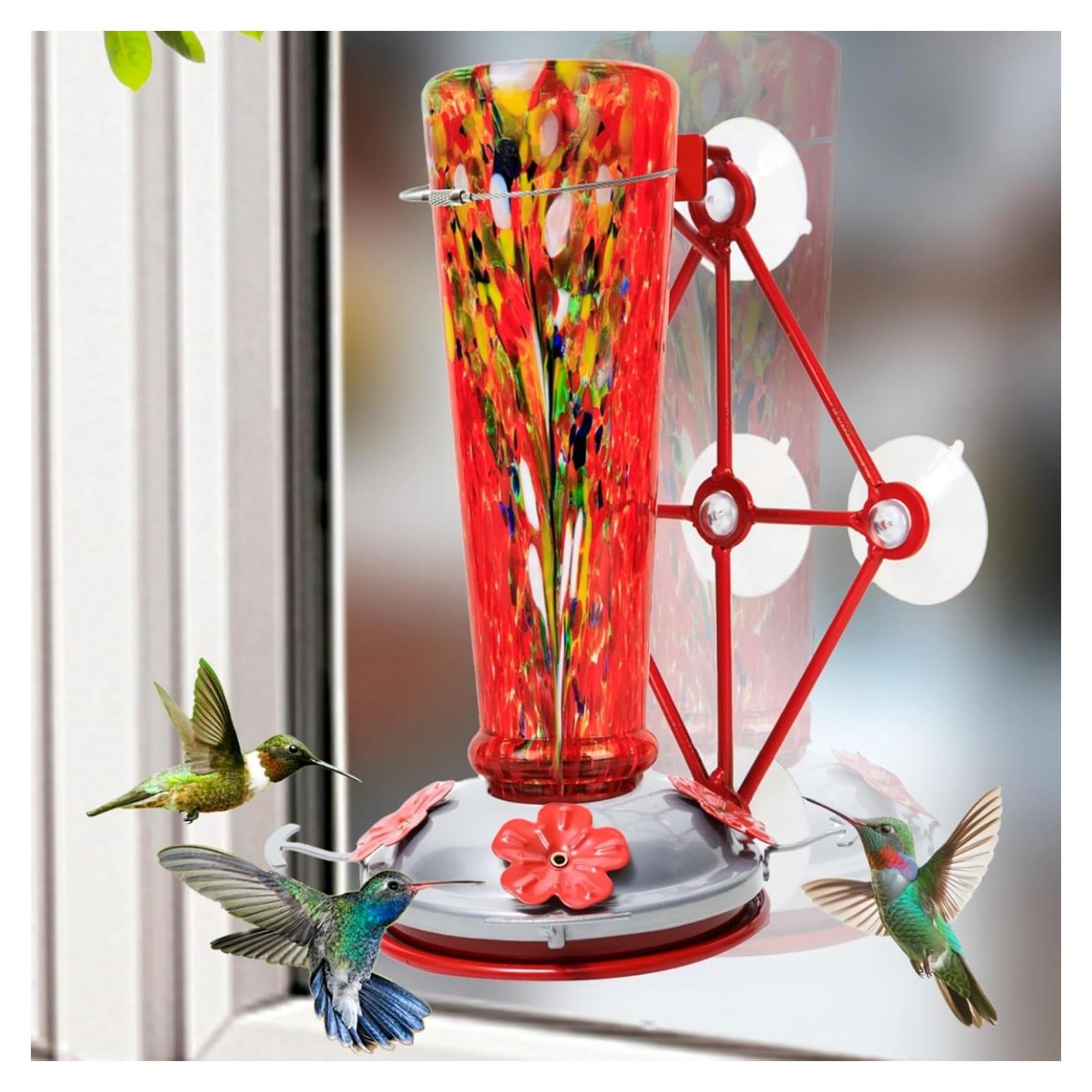 Comedero para Colibríes Casa de Jola 0.47L Vidrio Soplado Rojo