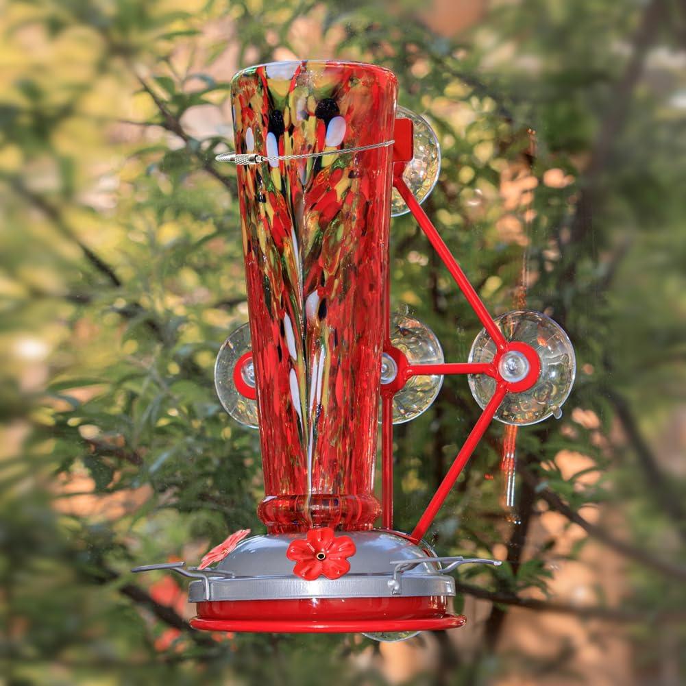 Comedero para Colibríes Casa de Jola 0.47L Vidrio Soplado Rojo