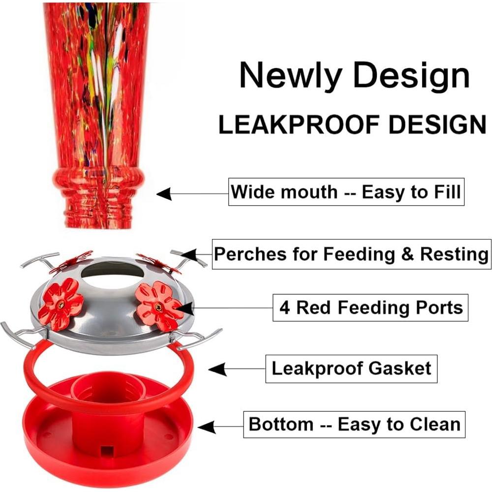 Comedero para Colibríes Casa de Jola 0.47L Vidrio Soplado Rojo