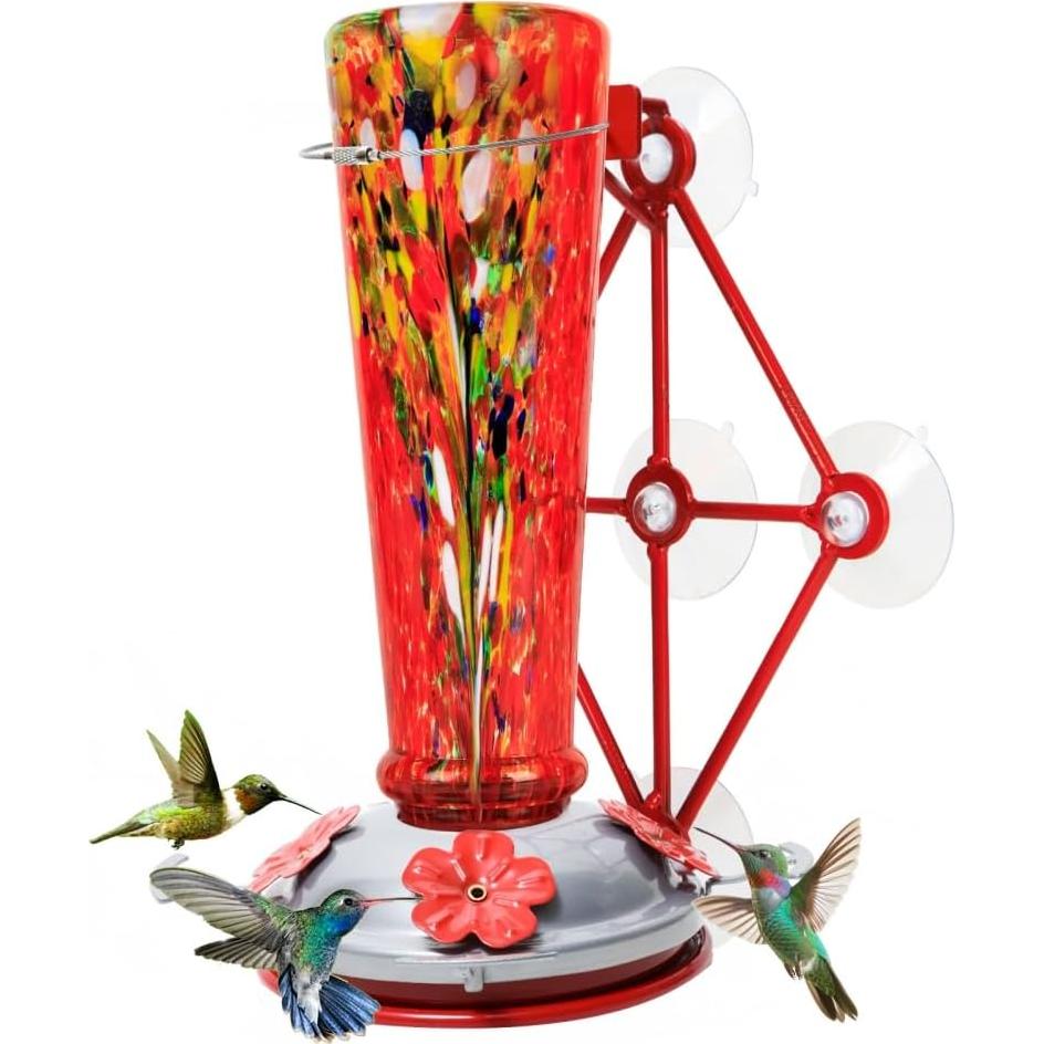 Comedero para Colibríes Casa de Jola 0.47L Vidrio Soplado Rojo