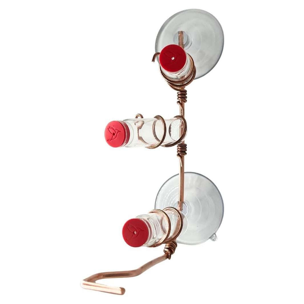 Comedero para Colibríes de Ventana Cobre 2 Botellas 3 Estaciones