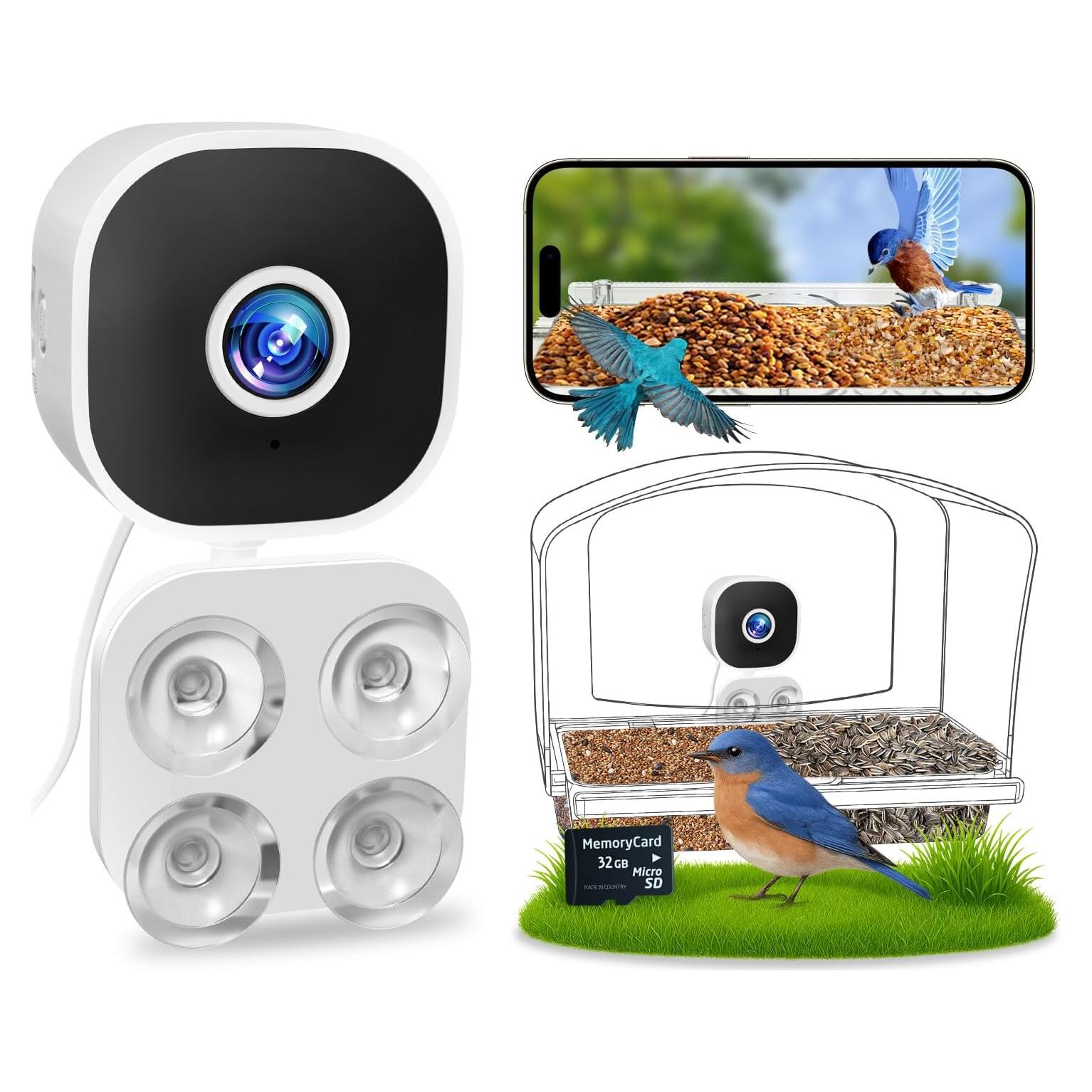 Cámara de Observación de Pájaros Vigytek 2K HD con Ventosa