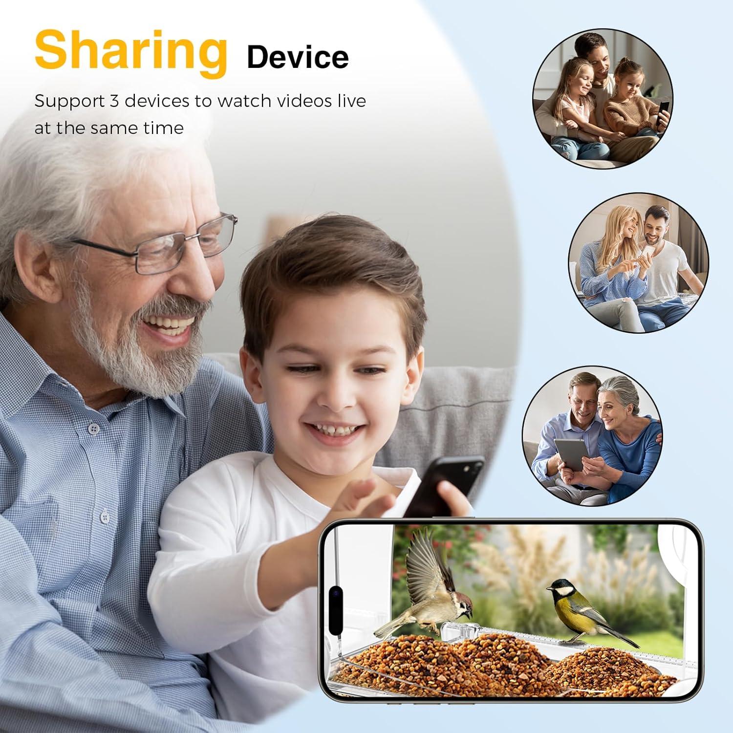 Cámara de Observación de Pájaros Vigytek 2K HD con Ventosa